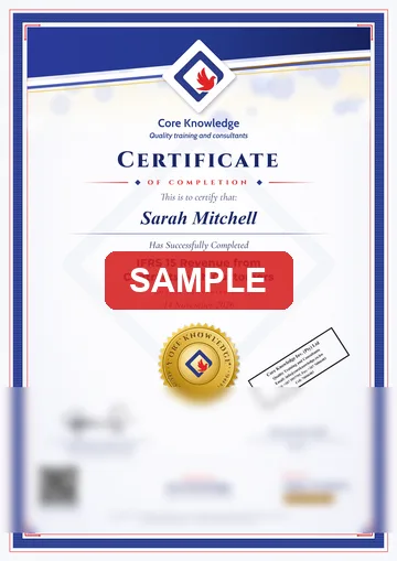 Sample IFRS 15 Certificate of Completion (illustrative name and date)