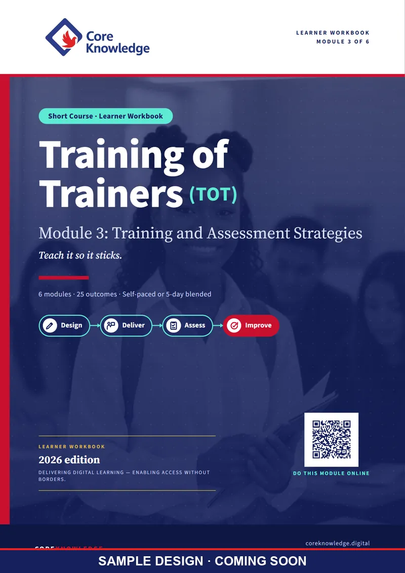 TOT Learner Workbook: front cover (sample design)